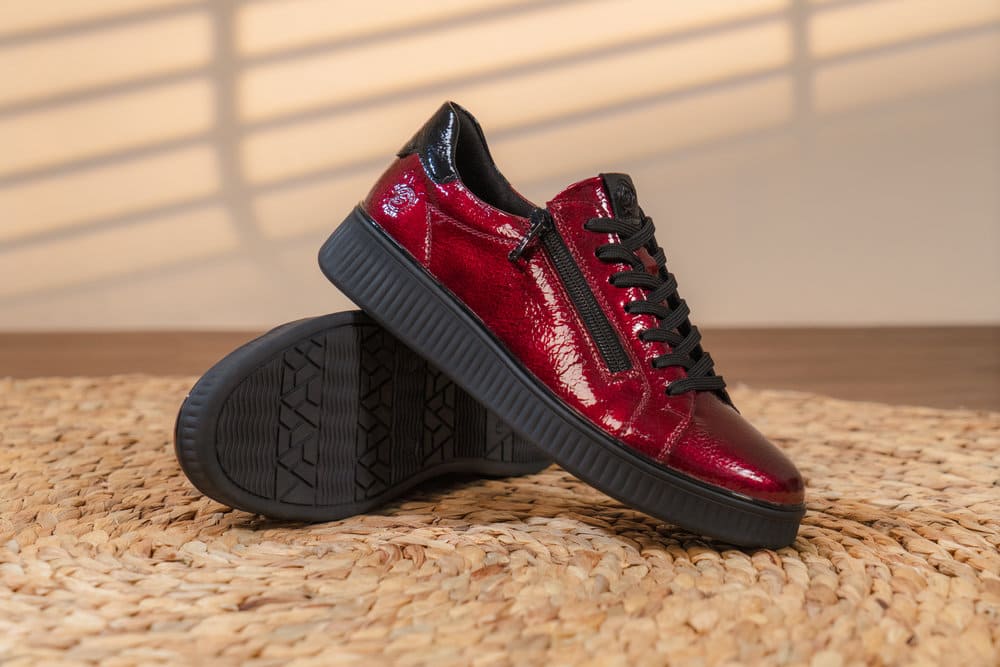 basket rouge vernis femme grande pointure